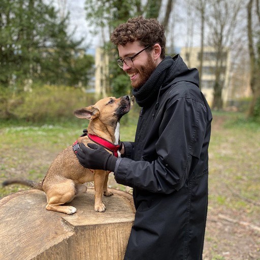 Dominic with his dog Elvis