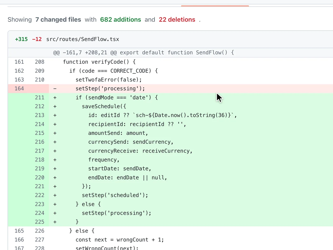 The pull request's diff: 7 changed files with 682 additions