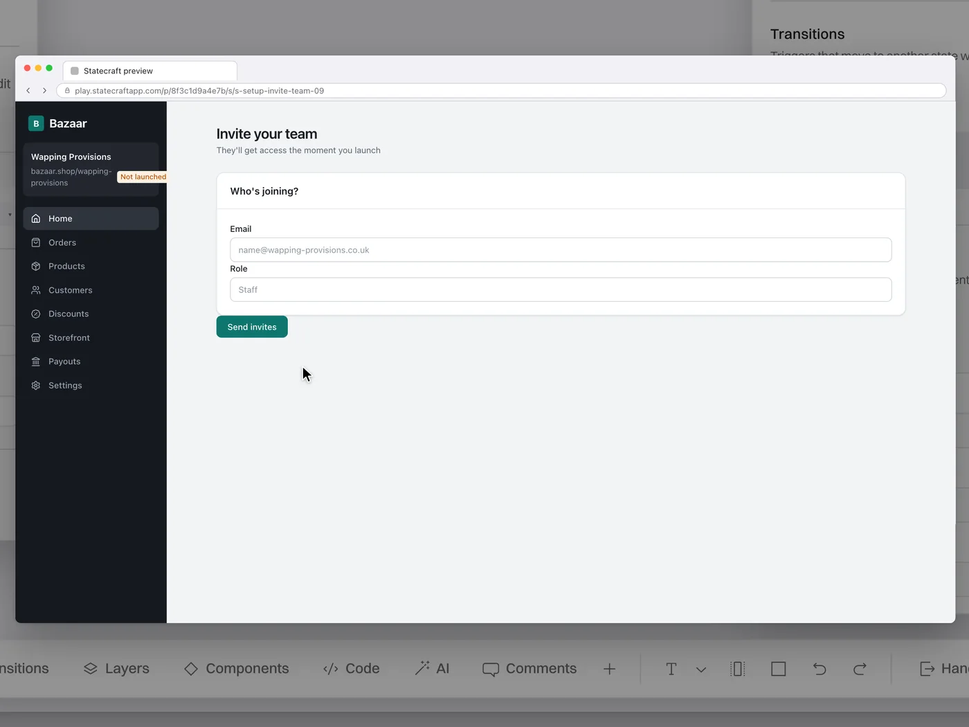 A shared prototype open in a browser