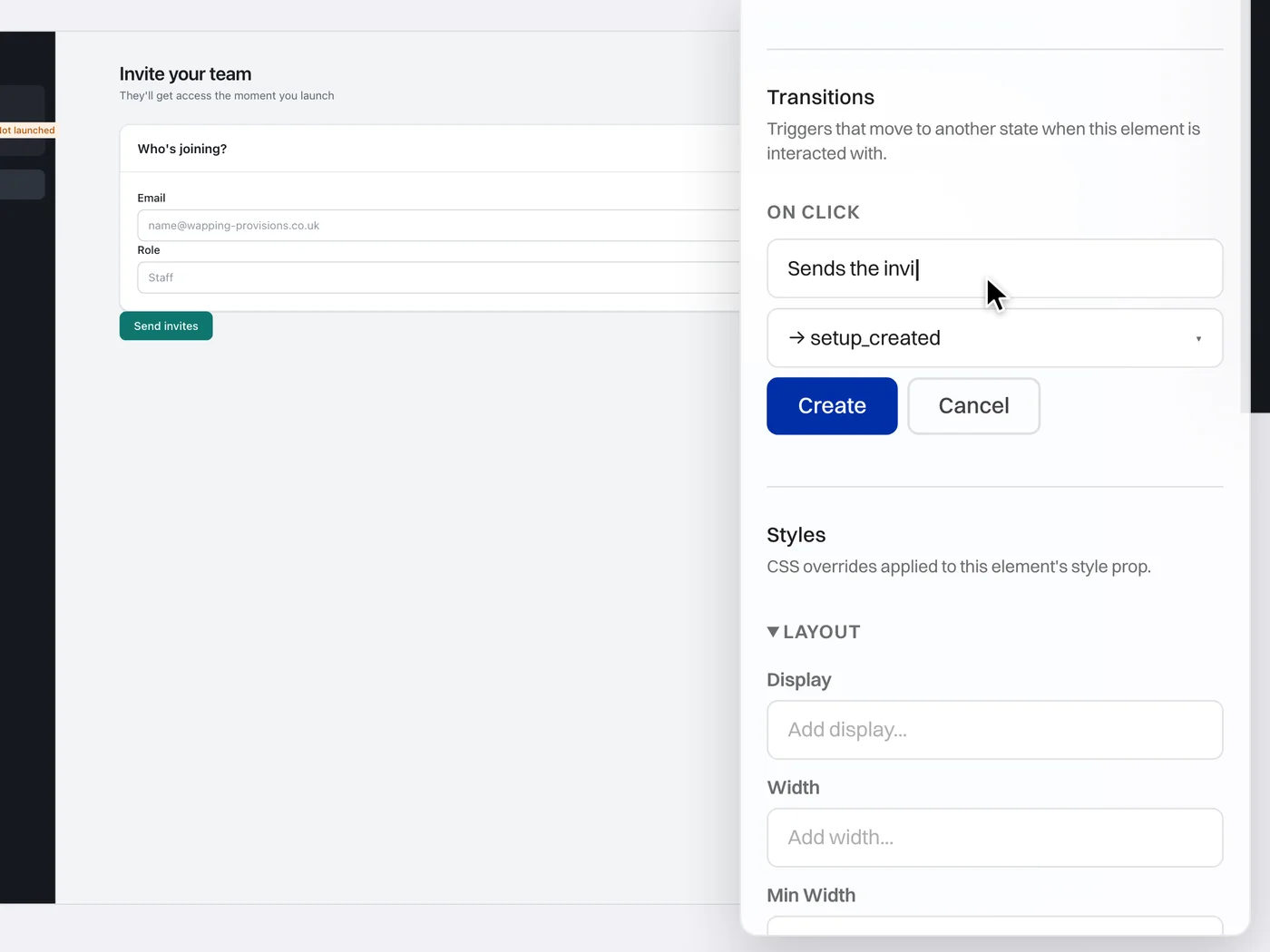 Adding an on-click transition to the next screen