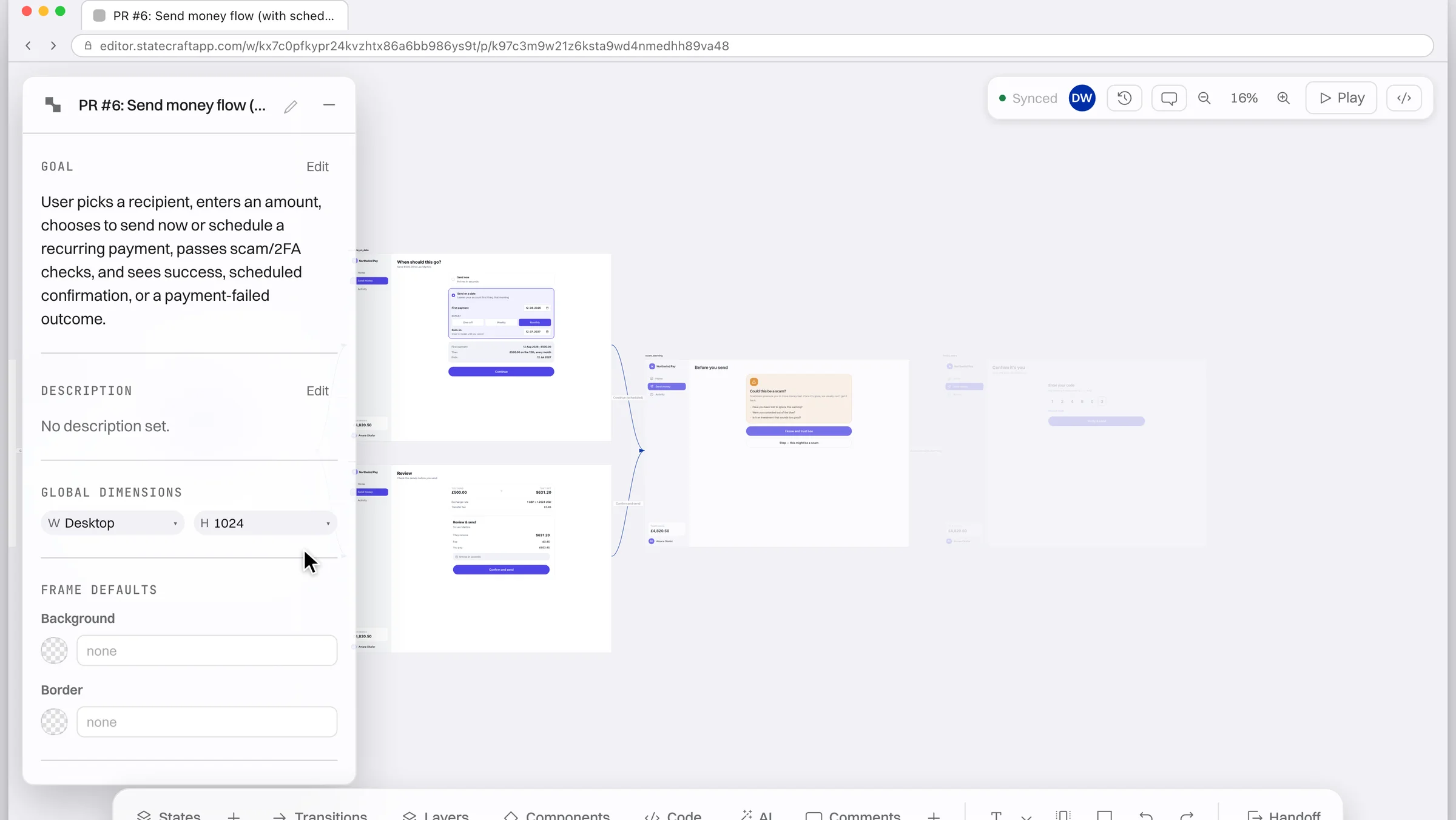 The project a pull request produced, open on the canvas